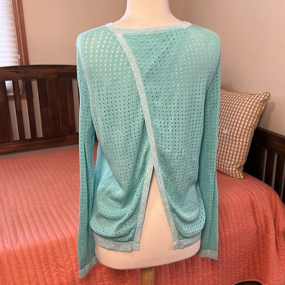 Rag & Bone Turquoise Ariana Open Knit Flyaway open Back Cotton Sweater size XS - Picture 6 of 14